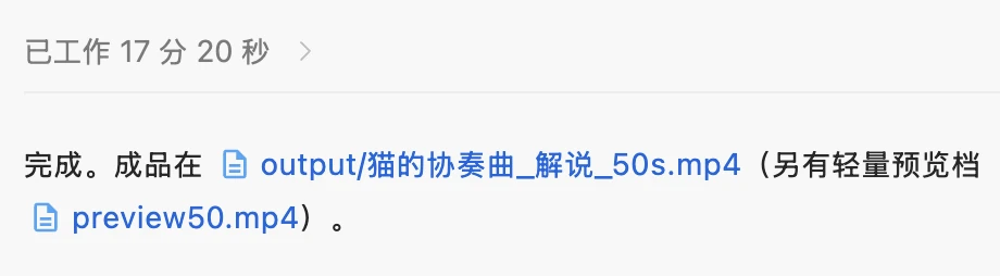 视频完成及输出文件