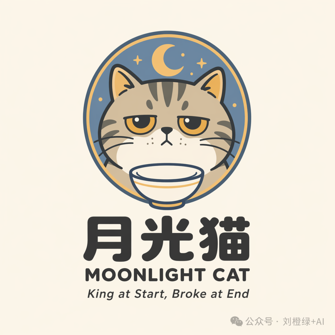 月光猫 Logo,英文名 Moonlight Cat